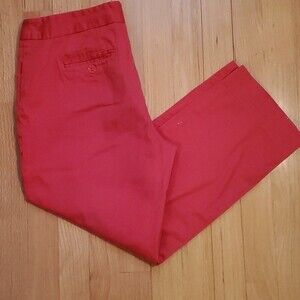 LAUNDRY NANTUCKET RED PINK COTTON CAPRI PANTS SIZE 8